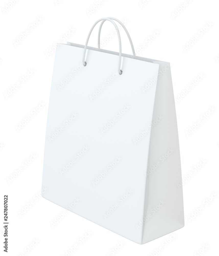 Poster empty paper bag on white background. isolated on white background. 3d rendering.