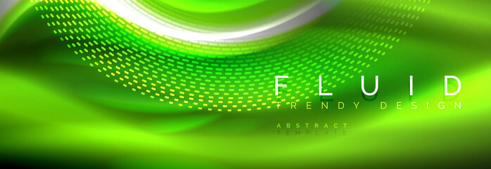 Fluid color neon wave lines background, neon liquid color futuristic paint template