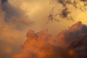 Thundery sky at sunset. Blur