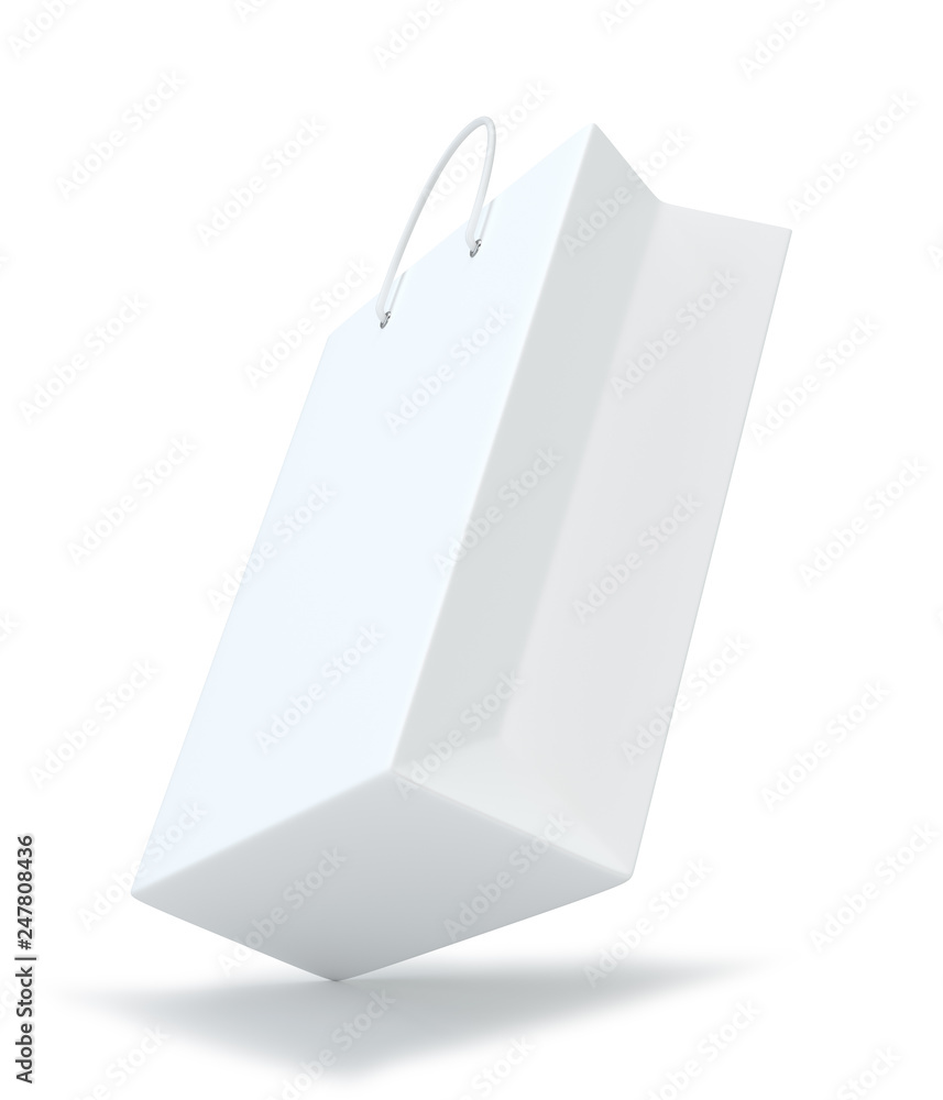 Poster empty paper bag on white background. isolated on white background. 3d rendering.