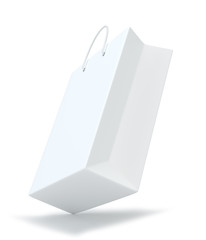 Empty paper bag on white background. Isolated on white background. 3d rendering.