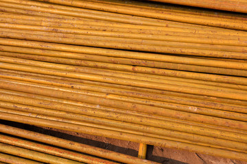 Piles of steel pipes
