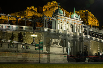 Buda Castle  in Budapest at night. Hungary