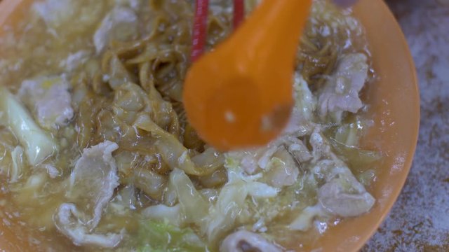 KUALA LUMPUR,MALAYSIA - CIRCA February 2019 :close shots of chinese birds nest noodles fried yee mee