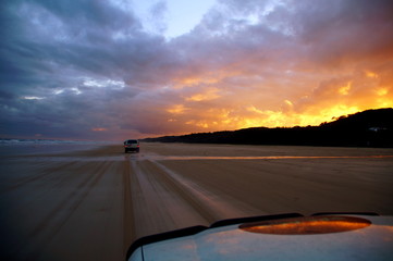 Obraz na płótnie Canvas Sunset at 70 Miles Beach - Fraser Island - Australia