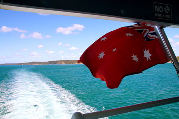 Australian Flag at the end of a boat