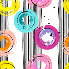 Zelfklevend Fotobehang seamless background pattern, with circles, stripes, paint strokes and splashes © Kirsten Hinte