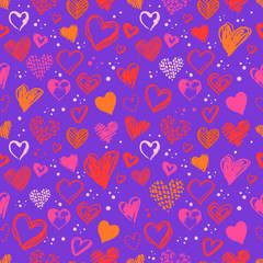 Fototapeta na wymiar Seamless pattern with Valentine grunge hearts