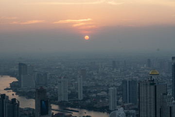 Sunset in Bangkok city 