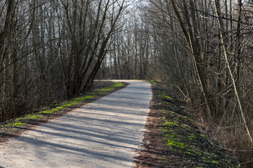 empty asphalt road outside city