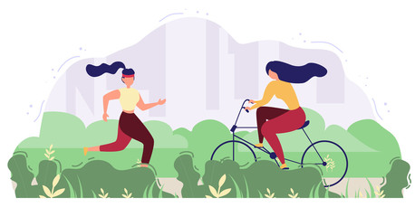 Modern people outdoor activity flat vector