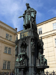 Fototapeta premium Prague (Czech Republic). Monument to Charles IV next to the Church of St. Francis of Assisi in the city of Prague