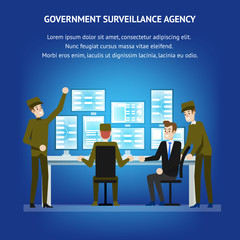 Government Surveillance Agency. Sequrity Room Desk