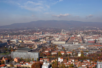 Obraz premium Widok z lotu ptaka Zagrzeb, stolicy Chorwacji