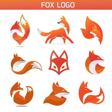 creative fox Animal Modern Simple Design Concept logo set