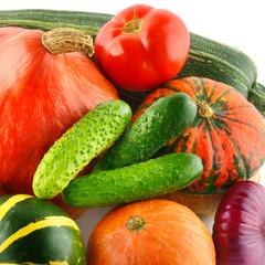 Set of vegetables isolated on white background.