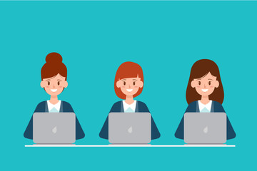 Operator of call center Customer service character.