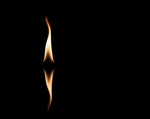 flame of fire on a black background