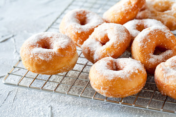 Bunch Of Donuts With Powdered Sugar