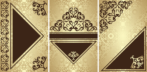 Set of beauty cards with vintage lace decor. Retro luxury original design