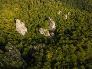 Dovbush Rocks in Bubnyshche - a legendary place, the ancient cave monastery in fantastic boulders amidst beautiful scenic forests, popular with tourists and travelers in Eastern Europe and Ukraine