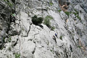 Climbing, rock wall in Paklenica national park