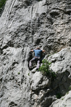Climbing, rock wall in Paklenica national park