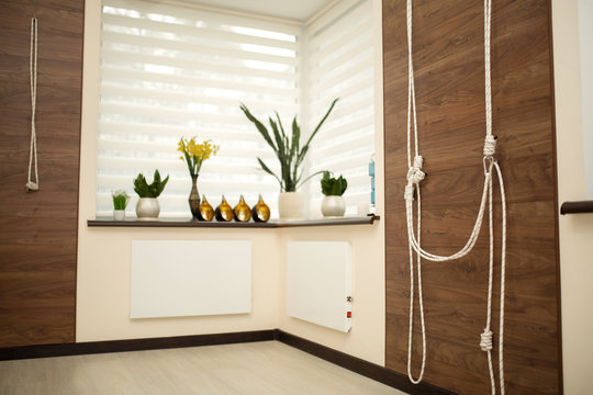 ropes for stretching and physical training. Kurunta yoga class