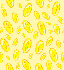 Seamless pattern golden coins, vector illustration