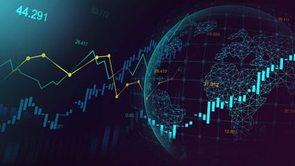 Stock market or forex trading graph