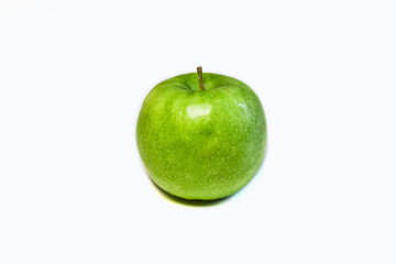 fresh bright green apple on white background