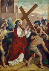 Obraz premium 2nd Stations of the Cross, Jesus is given his cross