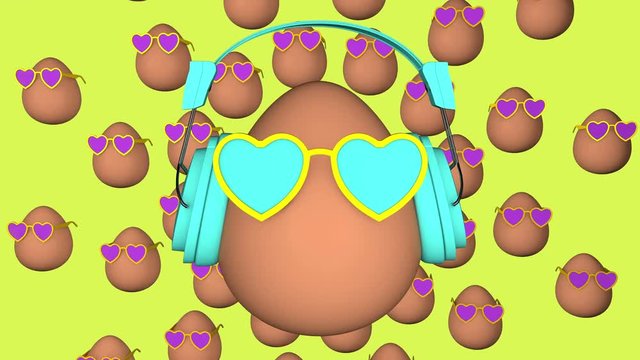 3D animation of fancy eggs. Looped
