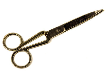vintage steel scissors on white background