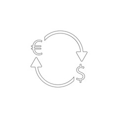 Euro dollar turnover arrows. flat vector icon
