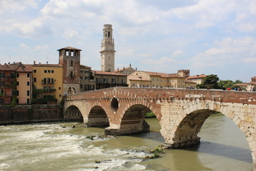 Verona view with bridge and river