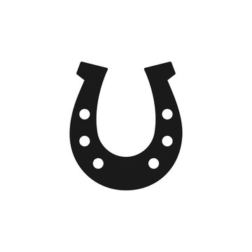 recommend clip art: Black isolated icon of horseshoe on white background. Silhouette of horseshoe. Flat design. Symbol of luck.