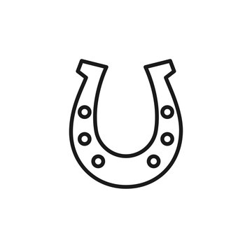 recommend clip art: Black isolated outline icon of horseshoe on white background. Line Icon of horseshoe. Symbol of luck.