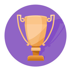 Award illustration with gold award cup. Winners  goblet. Vector flat illustration.