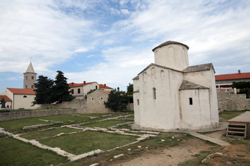 The smallest cathedral in the world, church of the Holy cross, built in the 9th century in Nin,...
