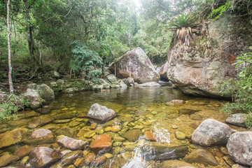 Waterfall and River in a Serra dos Orgaos Park. Petropolis - Rio de Janeiro - Brazil