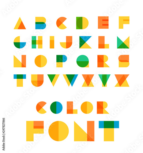 Color font. Vector letters isolated on white