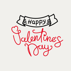 Happy Valentines Day concept. Vector banner with linear elements