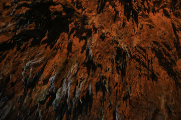 Stalactites and stalagmites on the inner walls of the Melissani cave located on the island of Kefalonia, northwest of Sami town, Ionian Islands region, Greece.