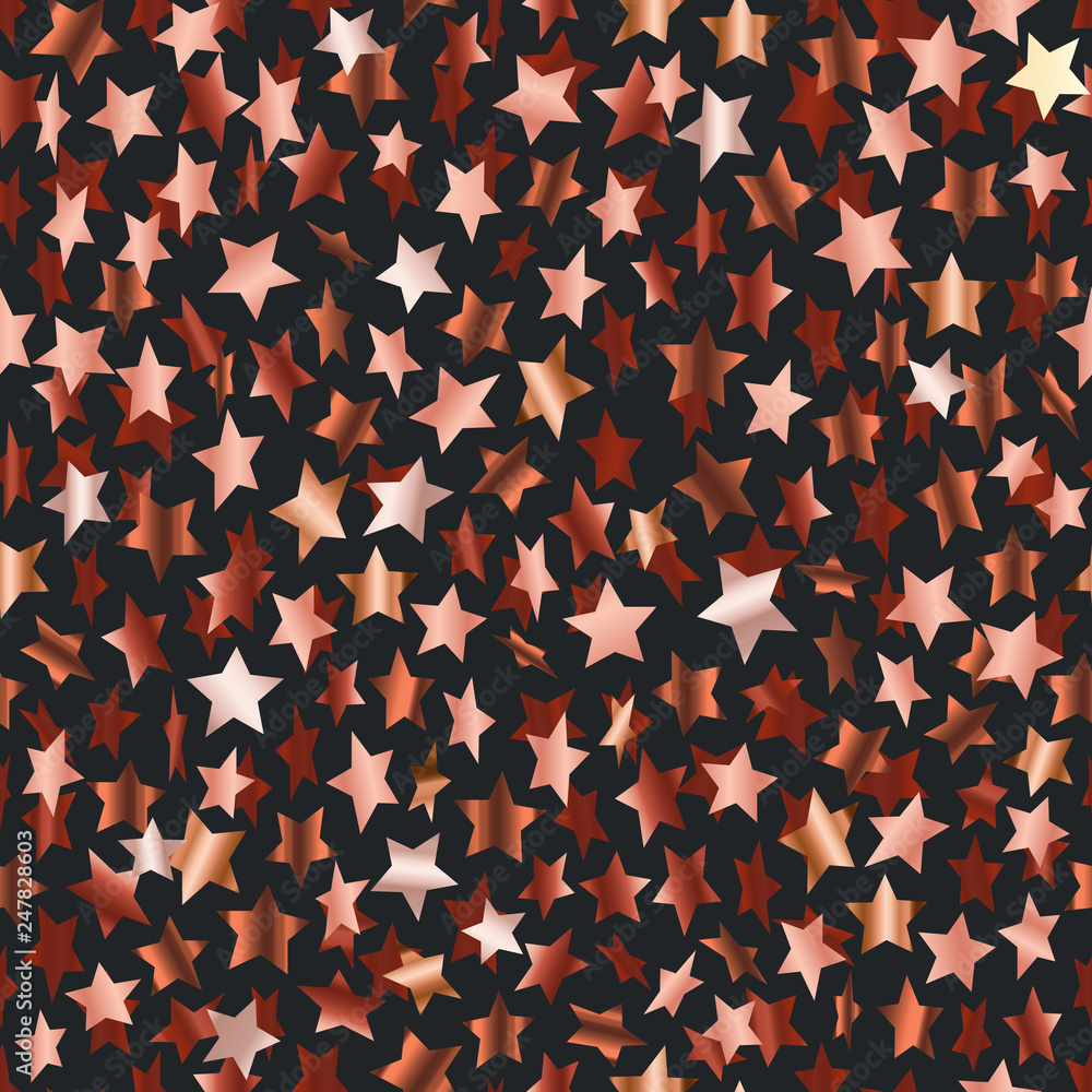 Poster golden stars on dark. abstract seamless backgrond. vector template with shining stars
