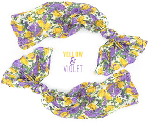Beautiful scarf with a flower pattern isolated on a white background for framing labels, announcements and pictures