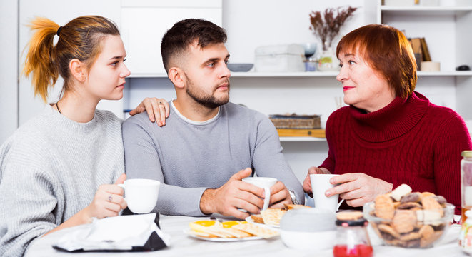 Serious Conversation Over Cup Of Tea