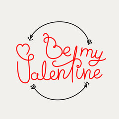 Be my Valentine concept. Vector banner with linear elements