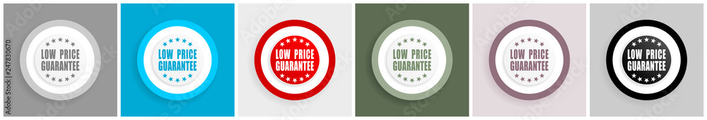 Leinwandbilder low price guarantee icon set, vector illustrations in 6 options for web design and mobile applicatio