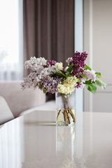 Bouquet of lilac, in a beautiful interior